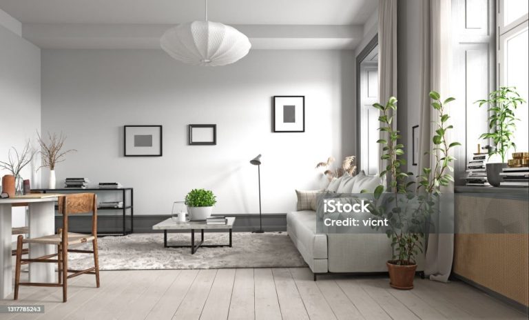 modern living interior design. 3d concept illustration